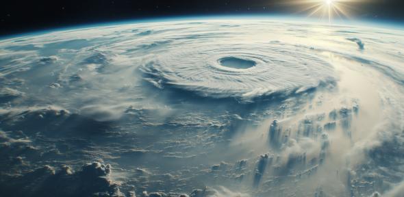 Photo of clouds swirling the Earth