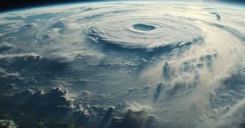 Photo of clouds swirling the Earth
