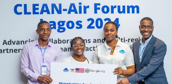 Dr Okello (far right) and colleagues at the Clean Air Forum 2024 in Lagos.