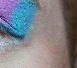 Woman with transgender flag make-up