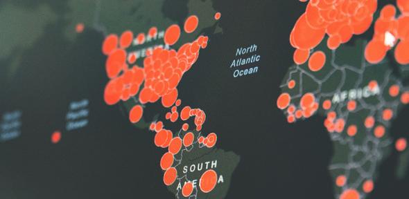 Illustration showing global pandemic spread