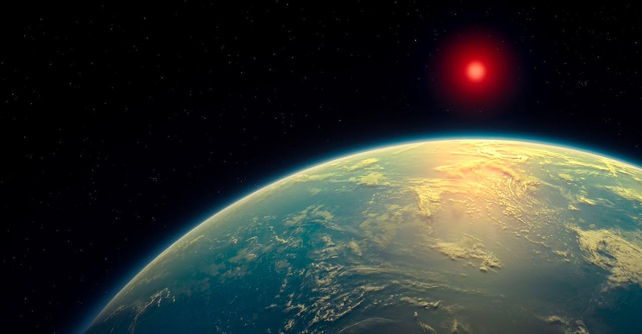 Artist's impression of the exoplanet K2-18b that may contain hints of life.